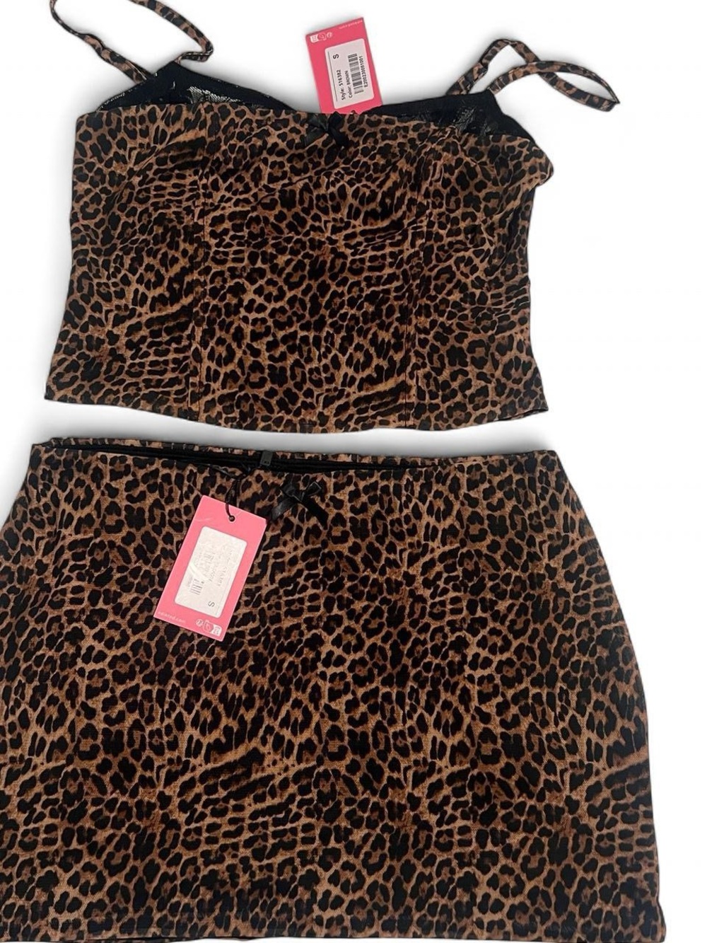 Edikted Leopard Print Mini Skirt Set - Brown & Black